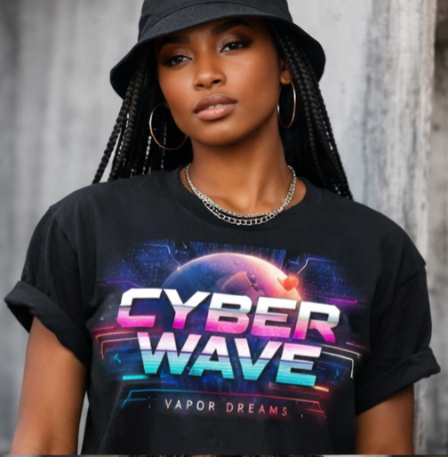 Cyber Wave Graphic T-Shirt