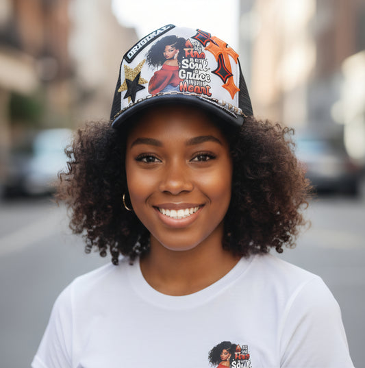 Original “Fire & Grace” Faith Trucker Hat – Blessed & Highly Favored