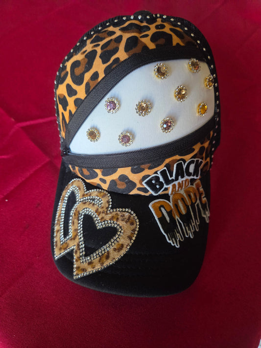 Black Girl Magic Rhinestone Leopard Cap
