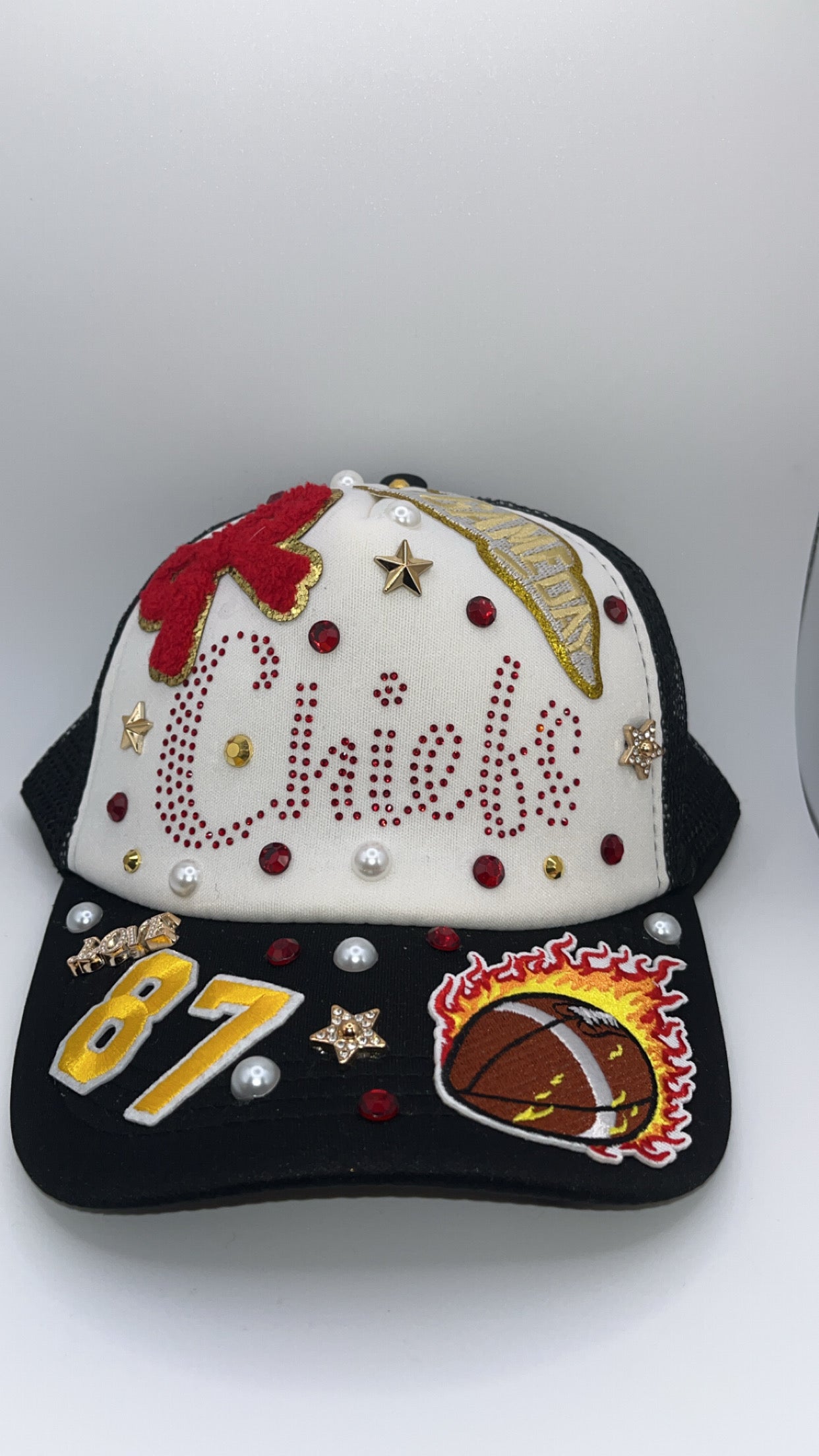 Chiefs Bling Trucker Hat – Custom Rhinestone Football Cap (One of a Kind)
