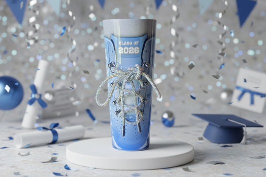 Custom Sneaker-Inspired Graduation Tumbler – Rhinestone Lace Cup | Personalized Senior Gift