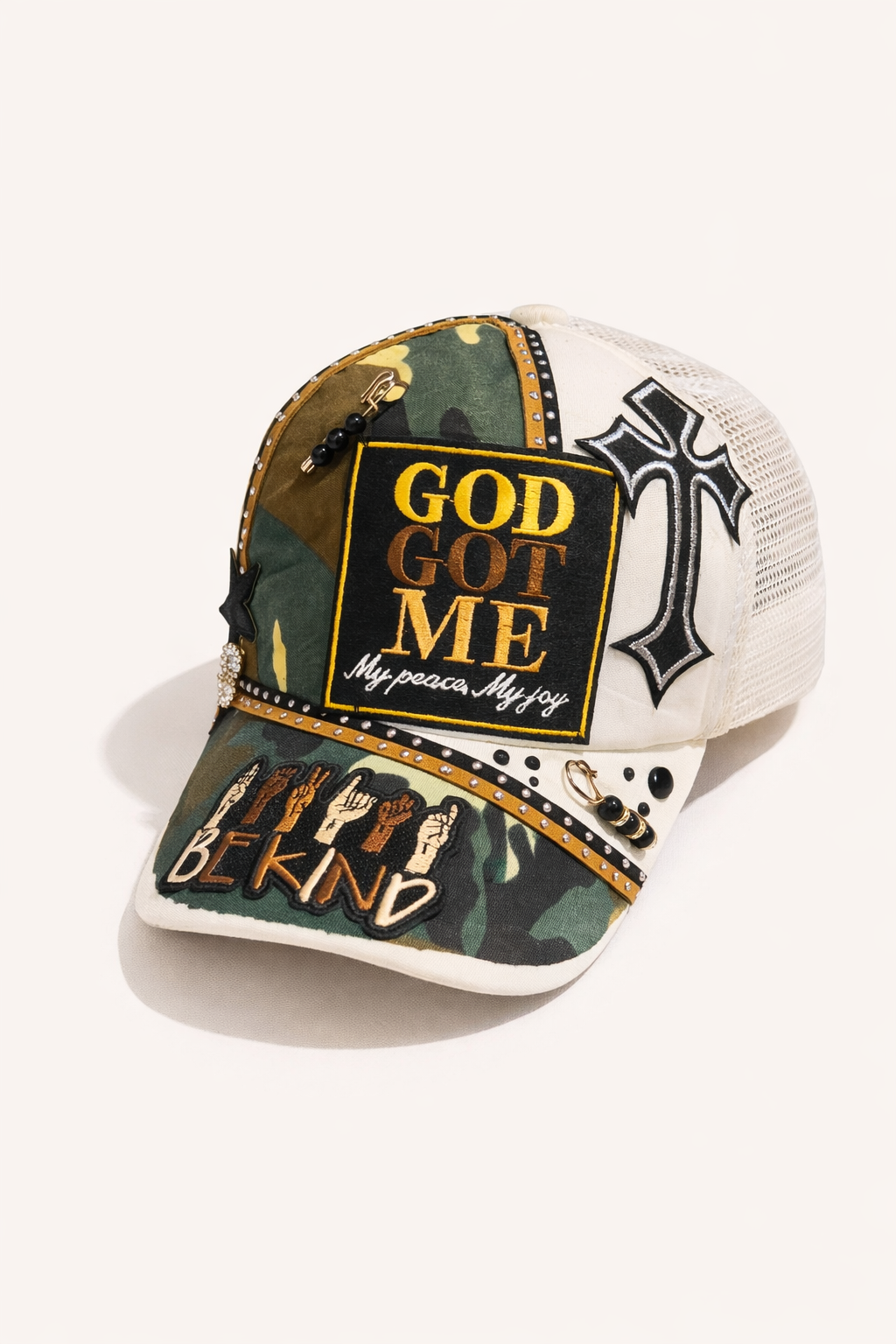 God Got Me Custom Trucker Hat | Faith-Based Rhinestone Cap