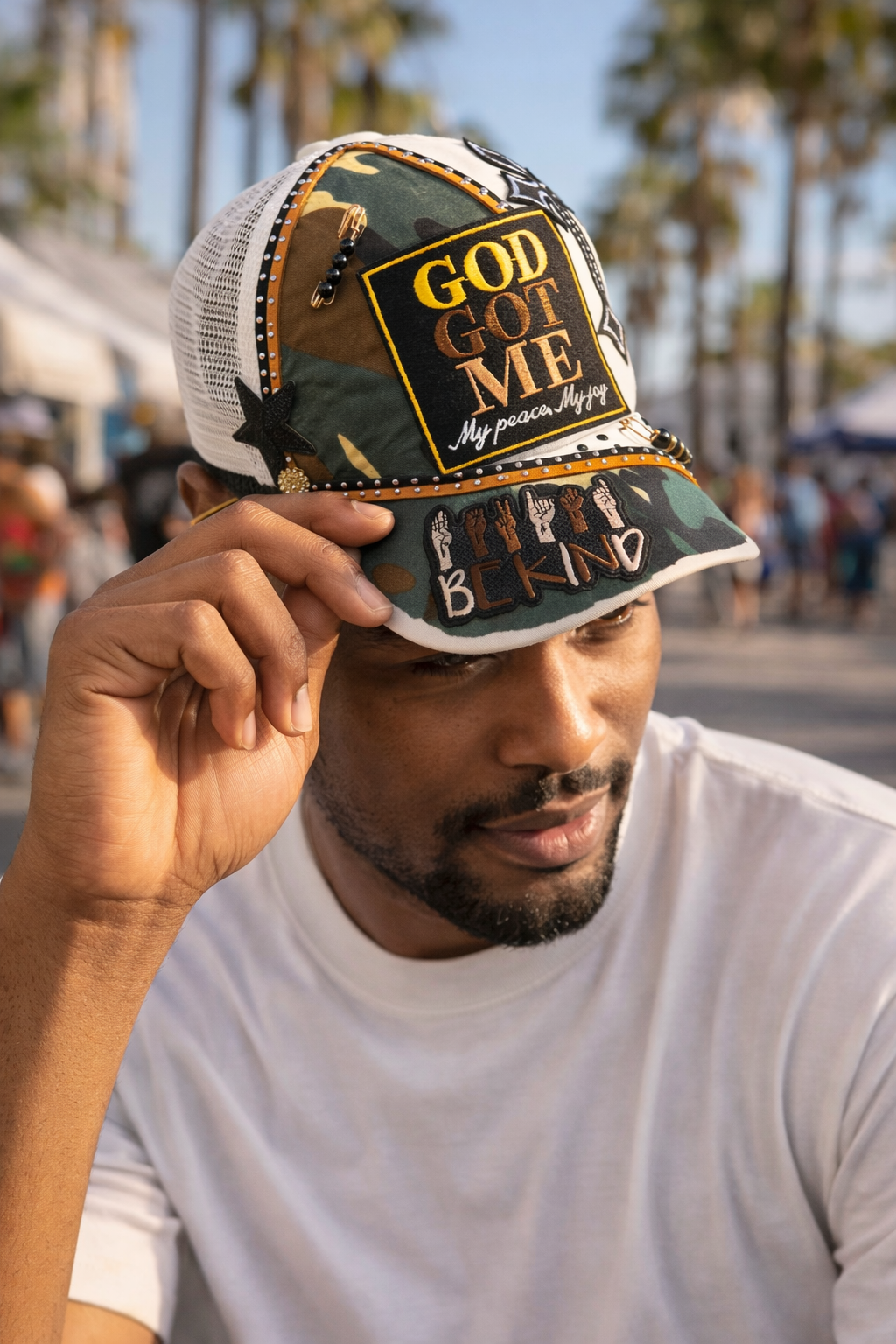 God Got Me Custom Trucker Hat | Faith-Based Rhinestone Cap